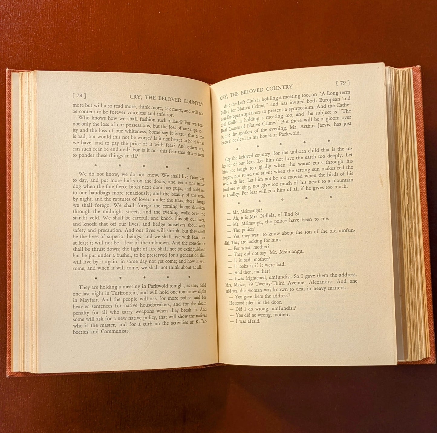 ALAN PATON "CRY, THE BELOVED COUNTRY" US EDITION EARLY COPY 1950