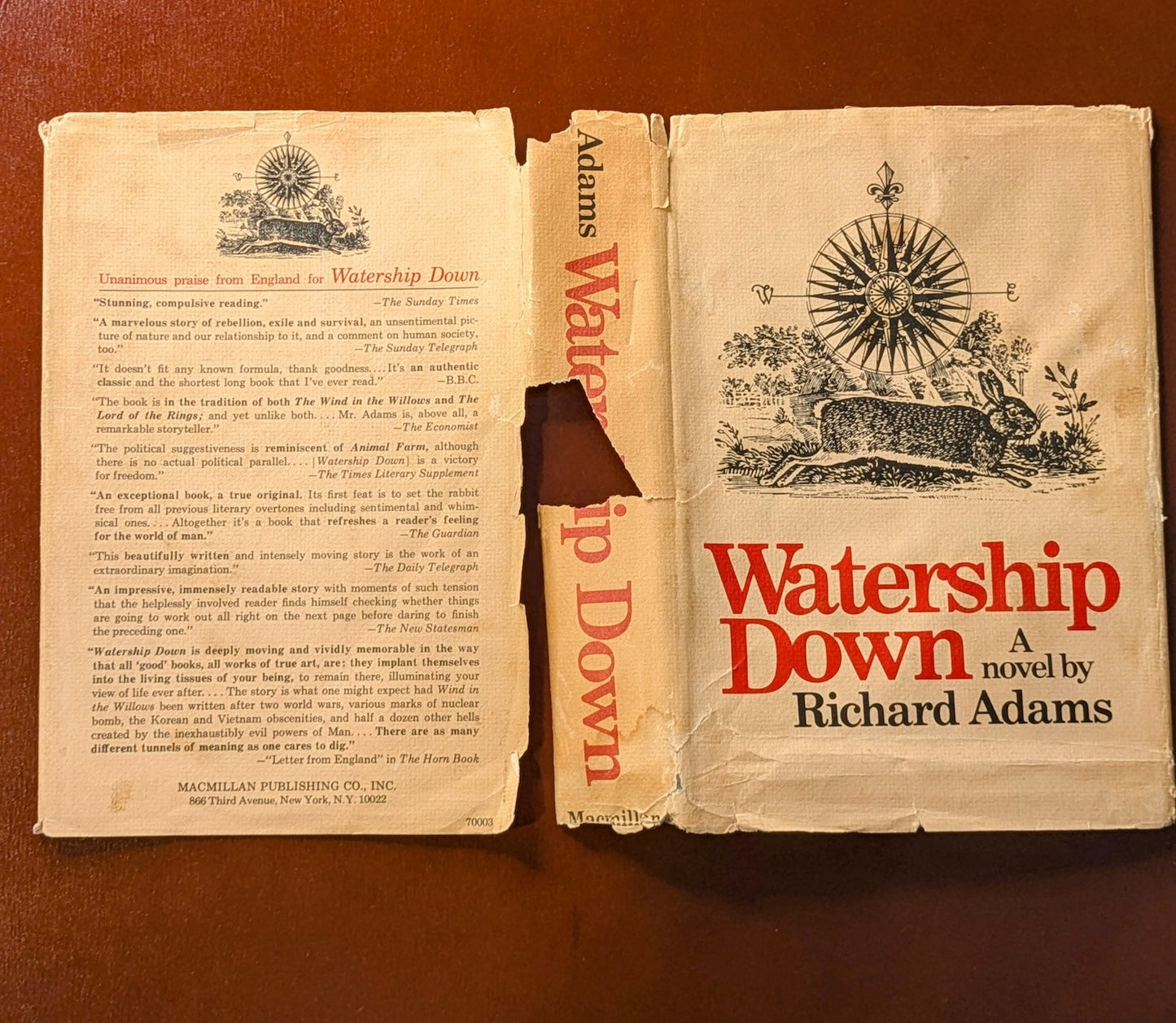 RICHARD ADAMS "WATERSHIP DOWN" FIRST US EDITION 1974