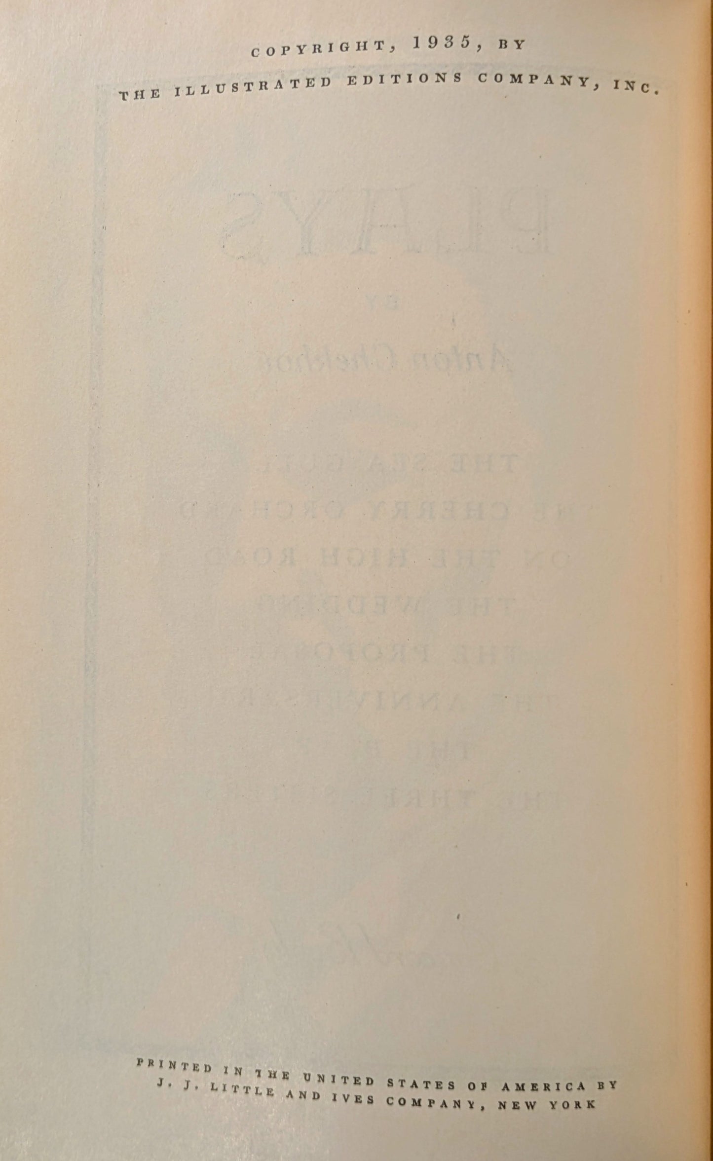 "THE PLAYS OF ANTON CHEKHOV" CONCORD BOOKS ILLUSTRATED EDITION 1935