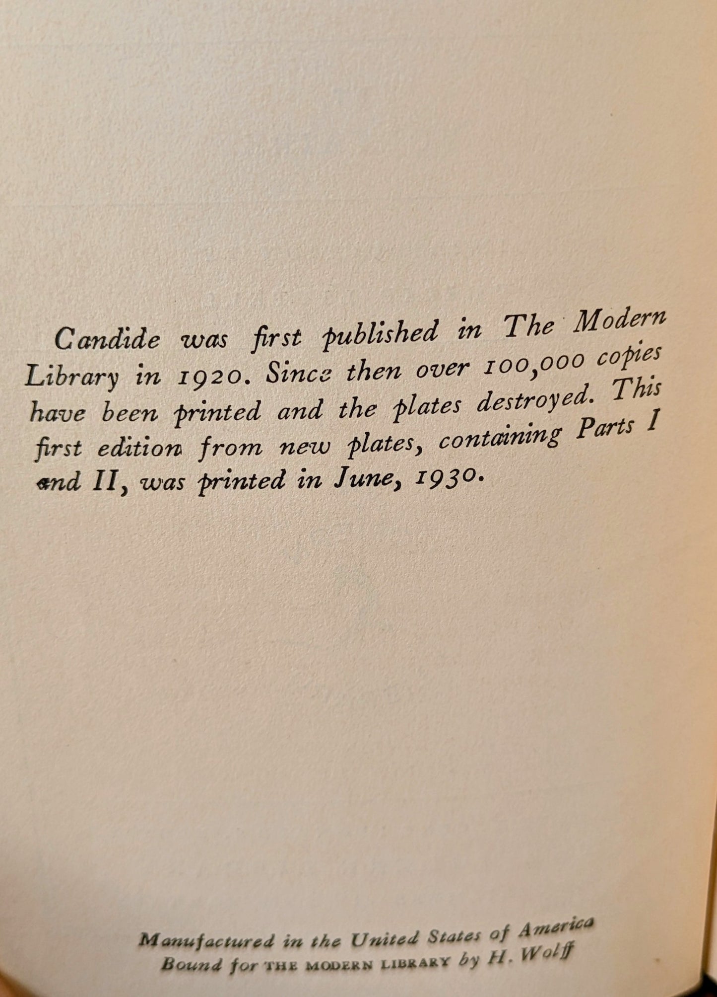 VOLTAIRE "CANDIDE" MODERN LIBRARY EDITION 1930