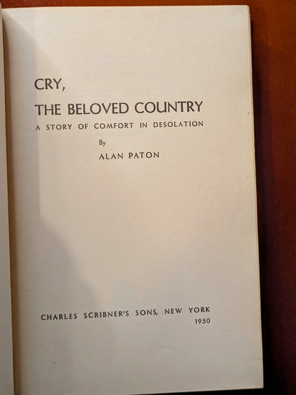 ALAN PATON "CRY, THE BELOVED COUNTRY" US EDITION EARLY COPY 1950