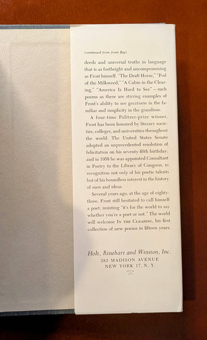 ROBERT FROST "IN THE CLEARING" 4TH PRINTING 1962