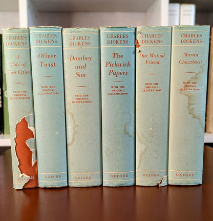 CHARLES DICKENS ORIGINAL "OXFORD ILLUSTRATED DICKENS" 6 VOLUME SET 1950-60'S