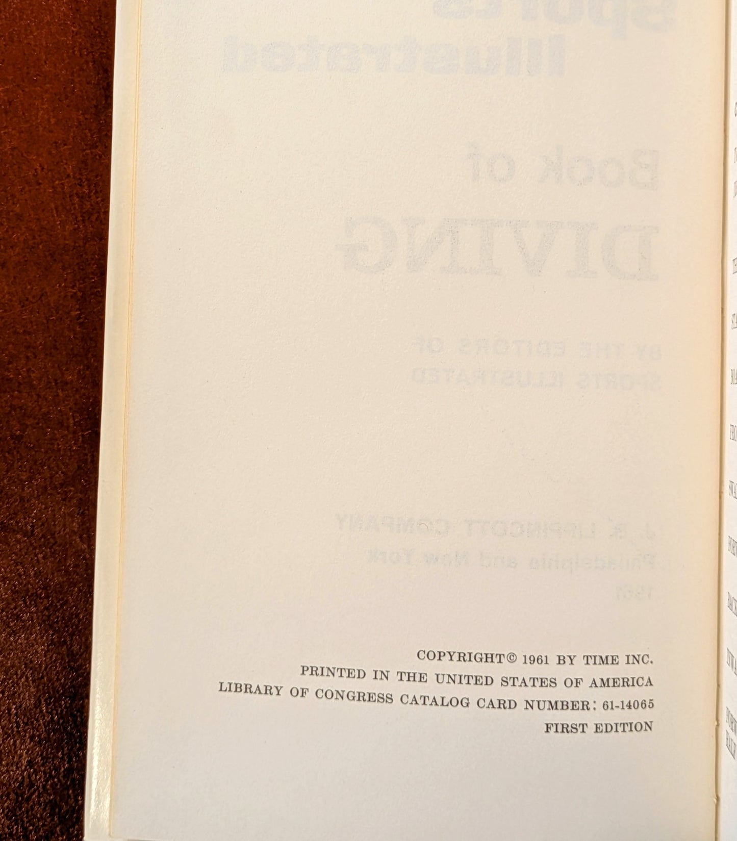 PAIR OF SPORTS ILLUSTRATED BOOKS SWIMMING & DIVING FIRST EDITIONS 1961