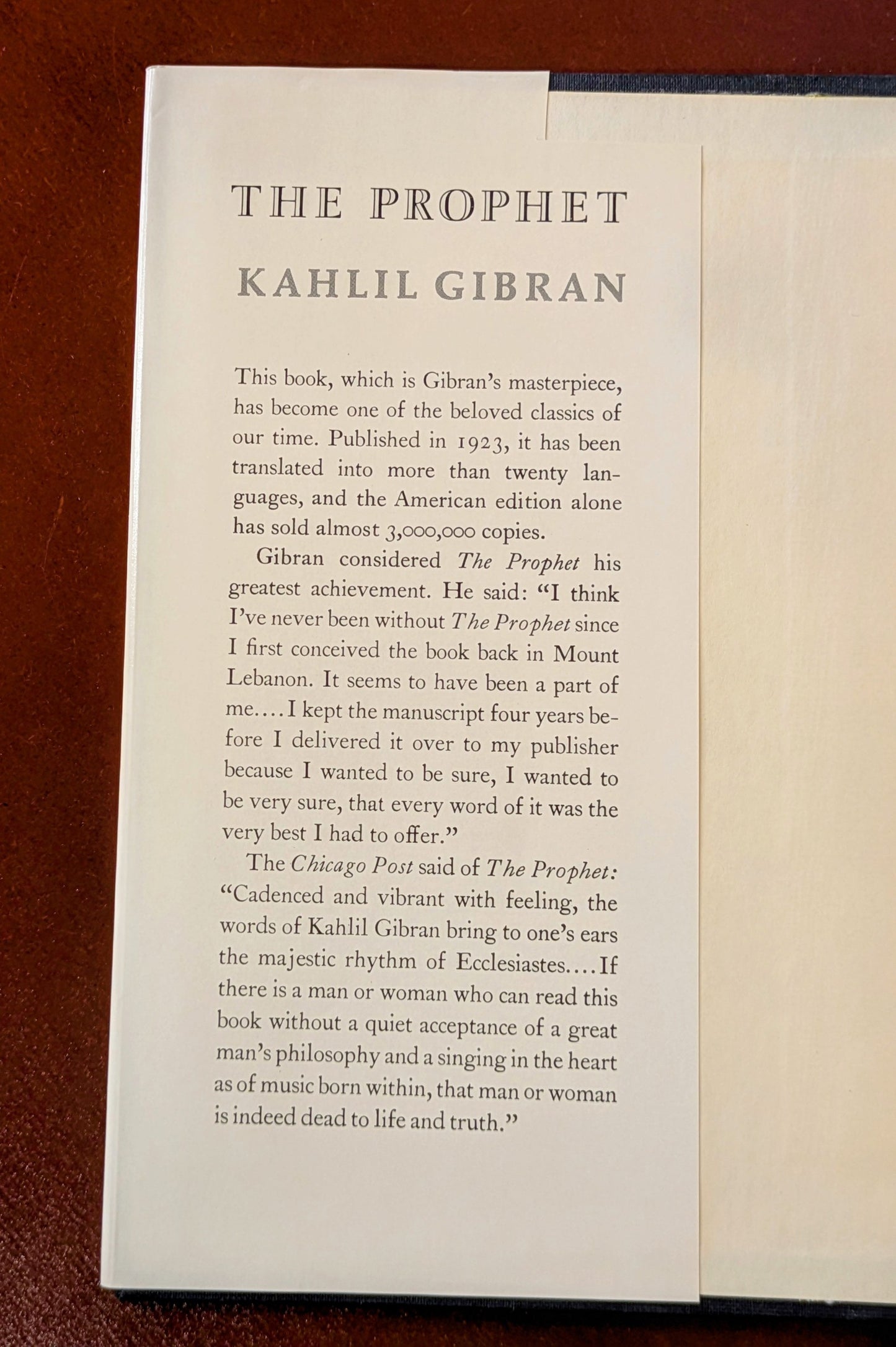 KAHLIL GIBRAN "THE PROPHET" VINTAGE COPY 1969
