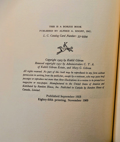 KAHLIL GIBRAN "THE PROPHET" VINTAGE COPY 1969