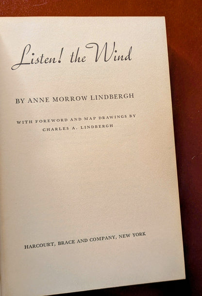 ANNE MORROW LINDBERGH "LISTEN! THE WIND" FIRST EDITION 1938