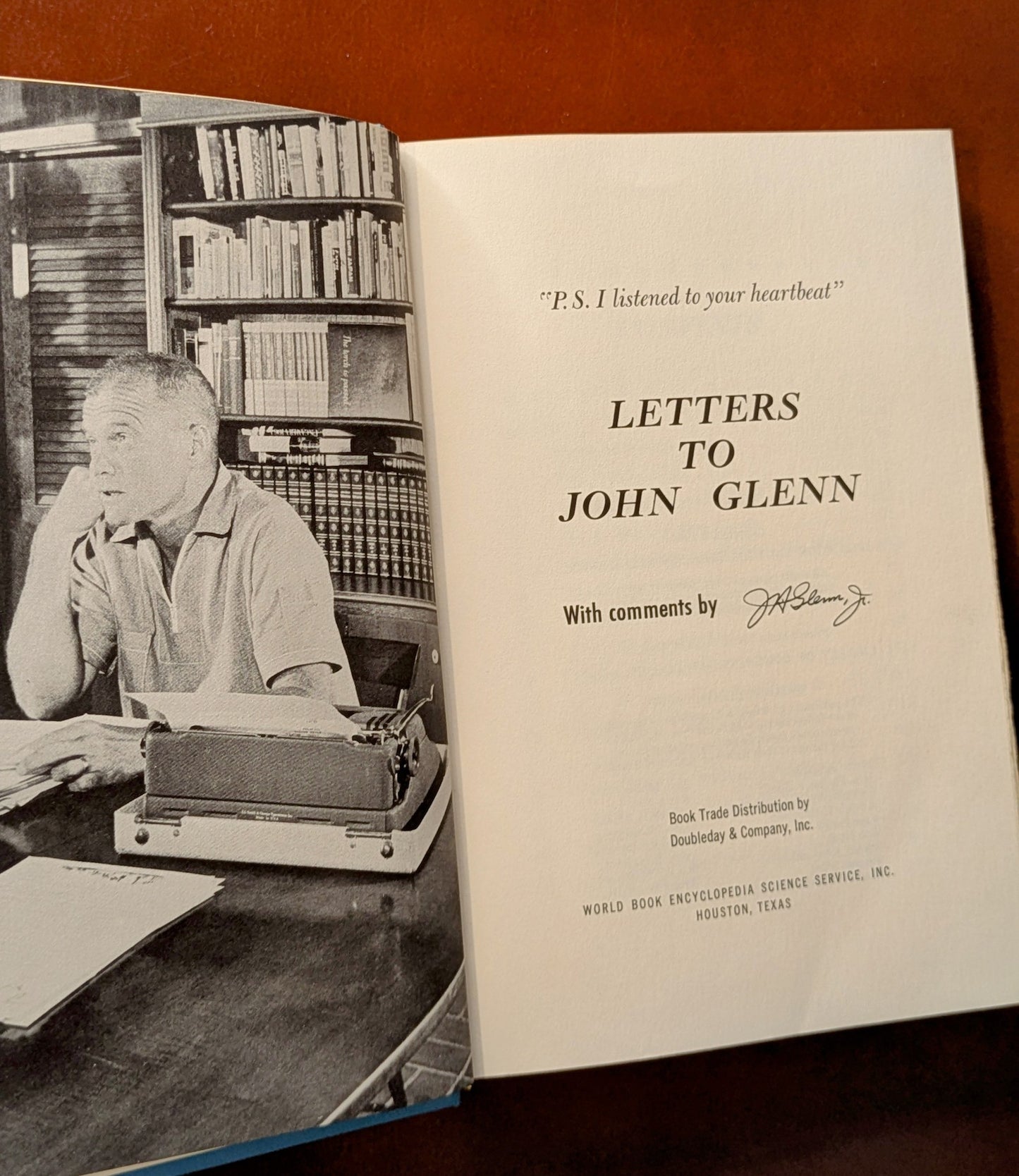 "P.S. I LISTENED TO YOUR HEART BEAT" LETTERS TO JOHN GLENN FIRST EDITION 1964