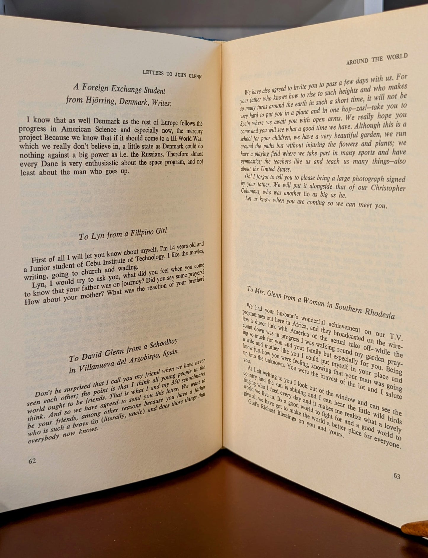 "P.S. I LISTENED TO YOUR HEART BEAT" LETTERS TO JOHN GLENN FIRST EDITION 1964