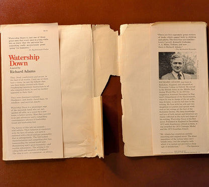 RICHARD ADAMS "WATERSHIP DOWN" FIRST US EDITION 1974