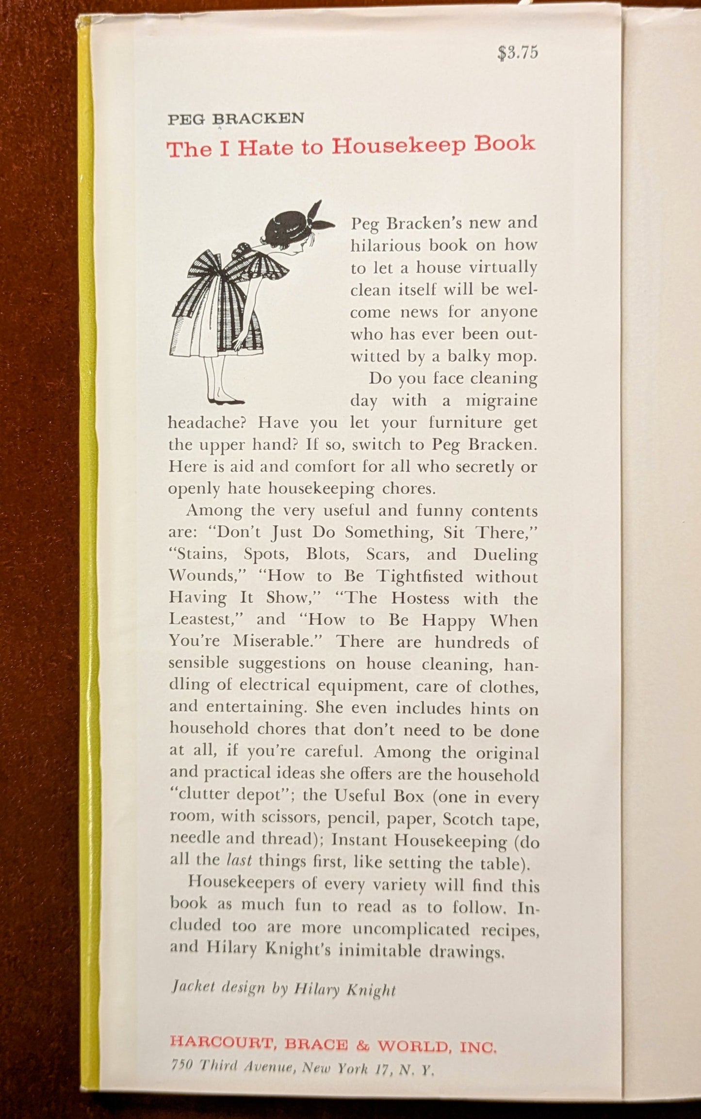 PEG BRACKEN "THE I HATE TO HOUSEKEEP BOOK" FIRST EDITION 1962