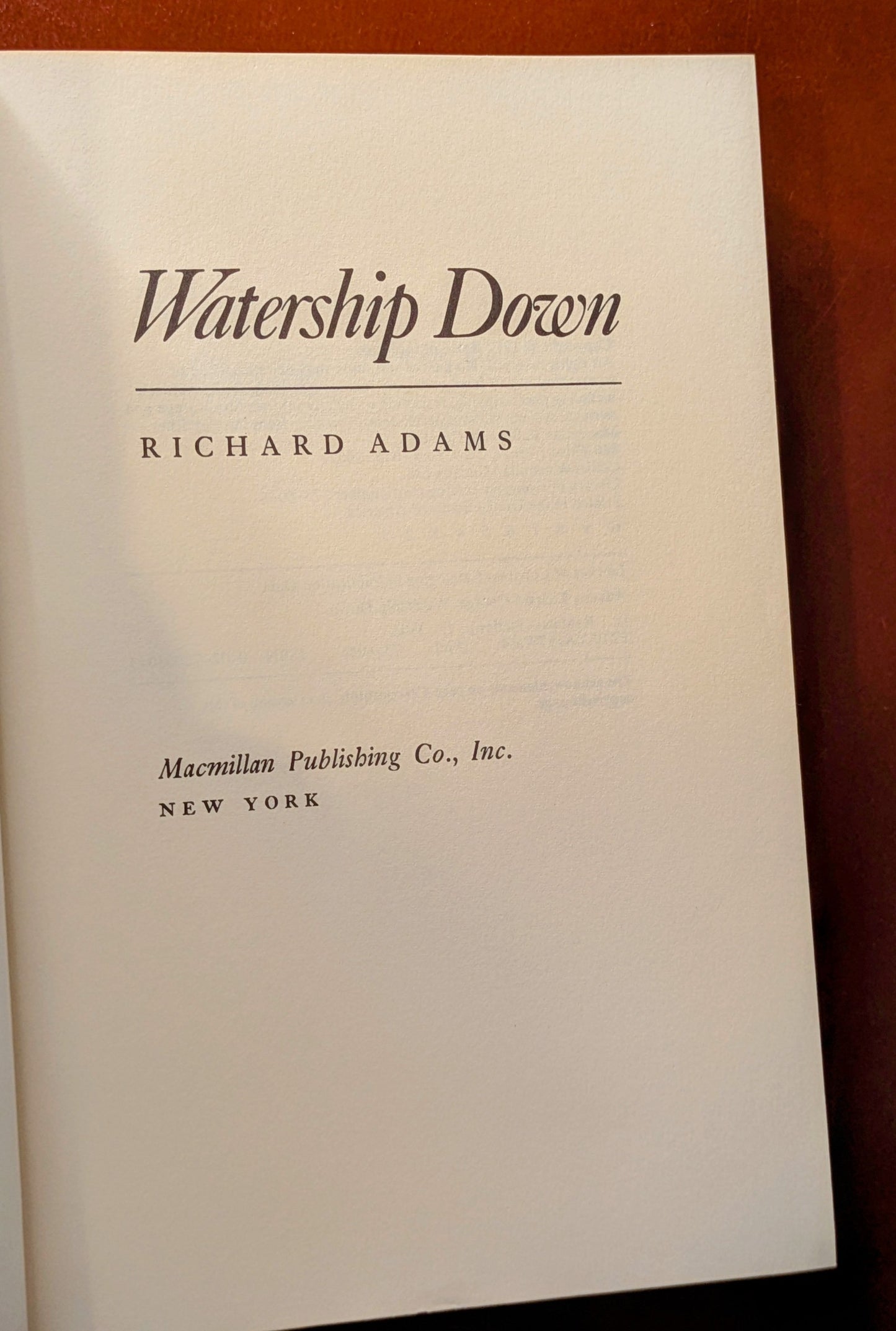 RICHARD ADAMS "WATERSHIP DOWN" FIRST US EDITION 1974