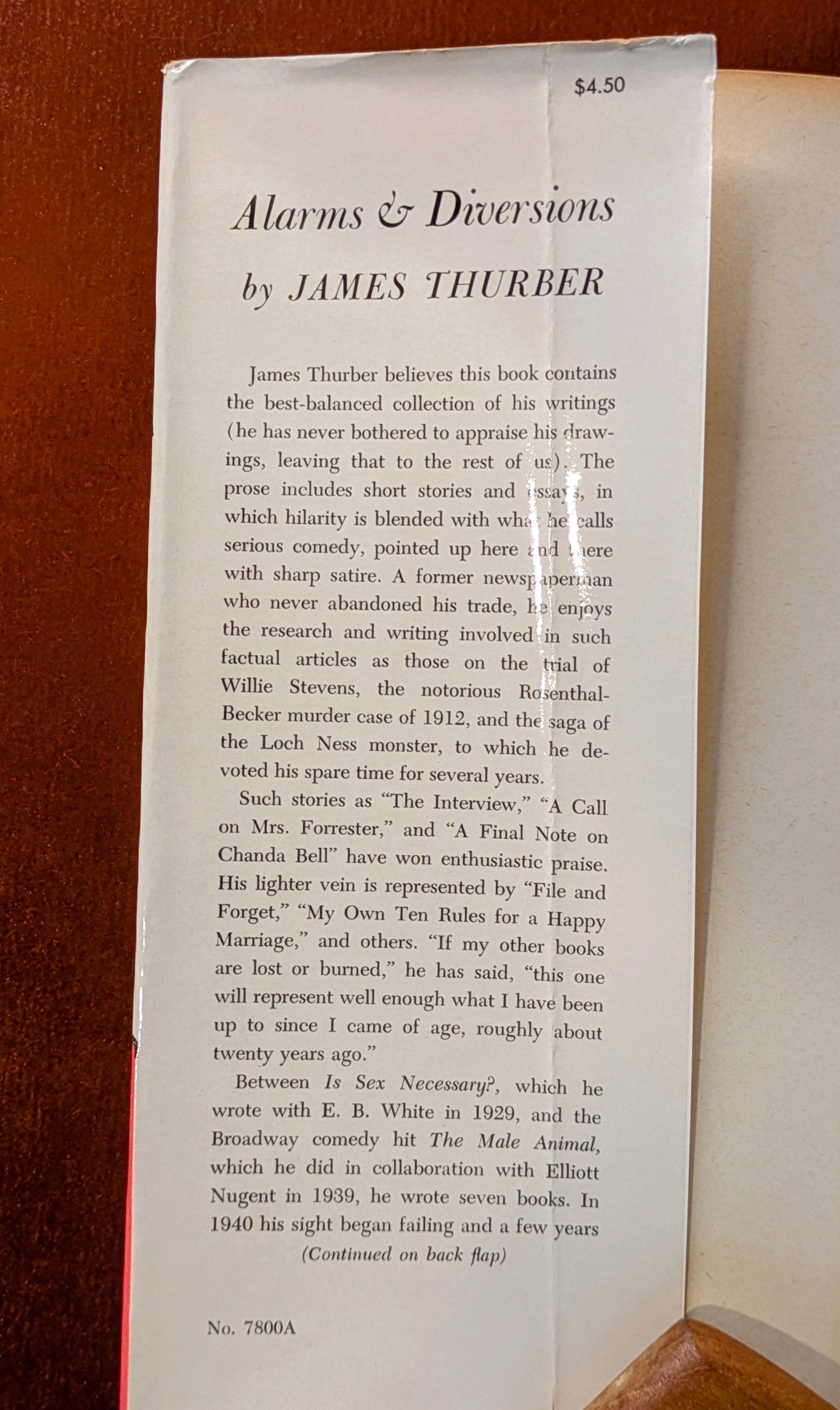 JAMES THURBER "ALARMS AND DIVERSIONS" FIRST US EDITION 1957