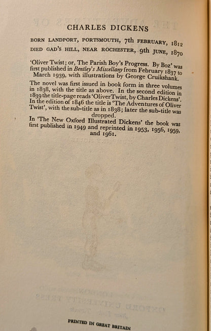 CHARLES DICKENS ORIGINAL "OXFORD ILLUSTRATED DICKENS" 6 VOLUME SET 1950-60'S