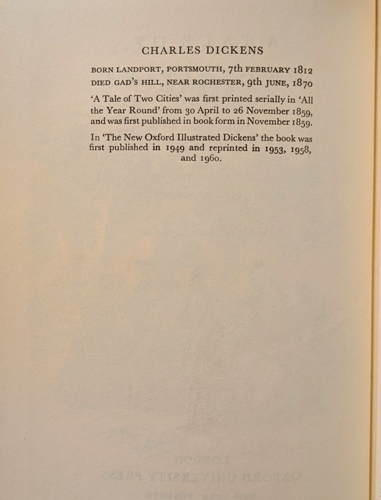 CHARLES DICKENS ORIGINAL "OXFORD ILLUSTRATED DICKENS" 6 VOLUME SET 1950-60'S