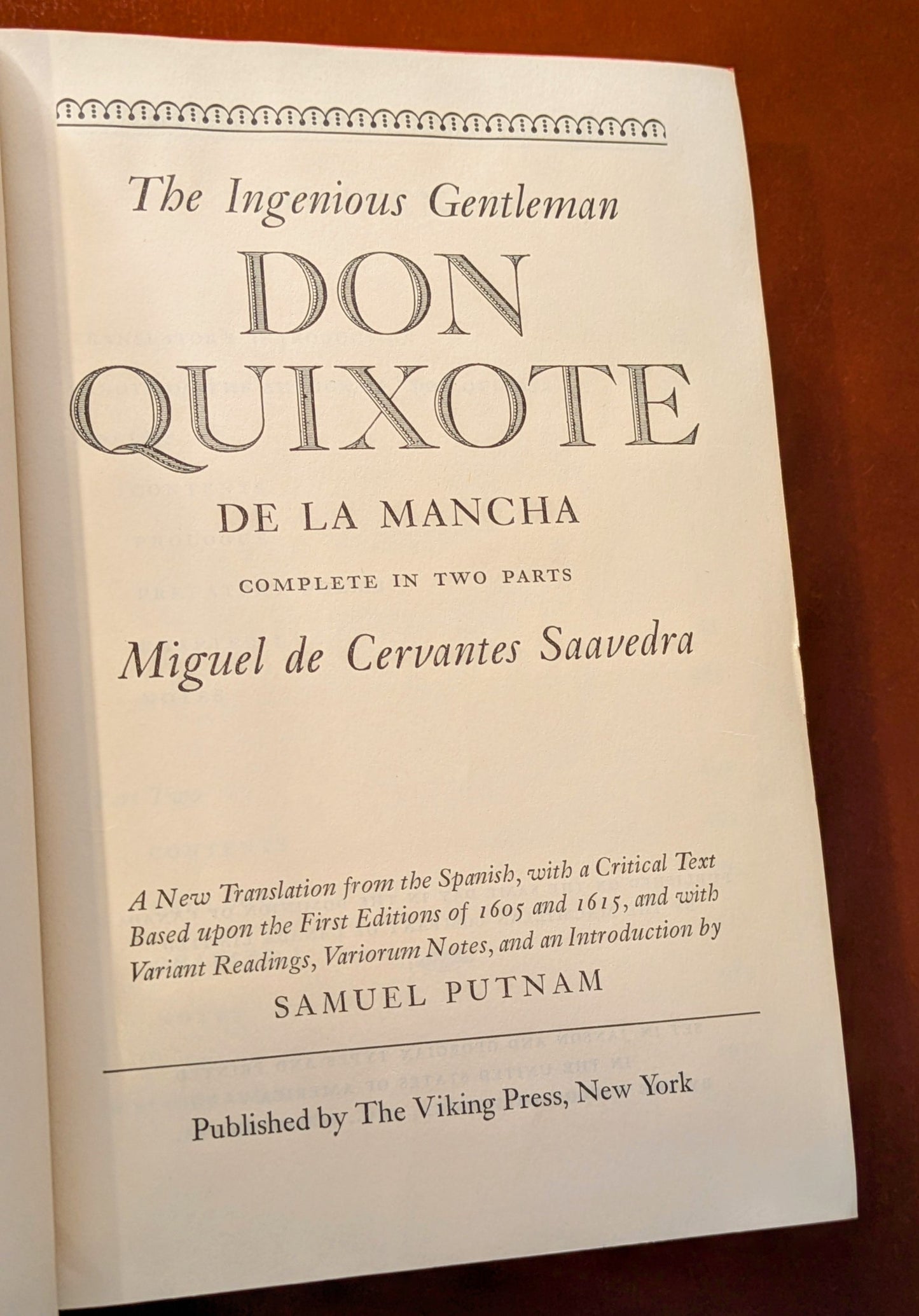 MIGUEL DE CERVANTES "DON QUIXOTE" SAMUEL PUTNAM TRANSLATION 1949