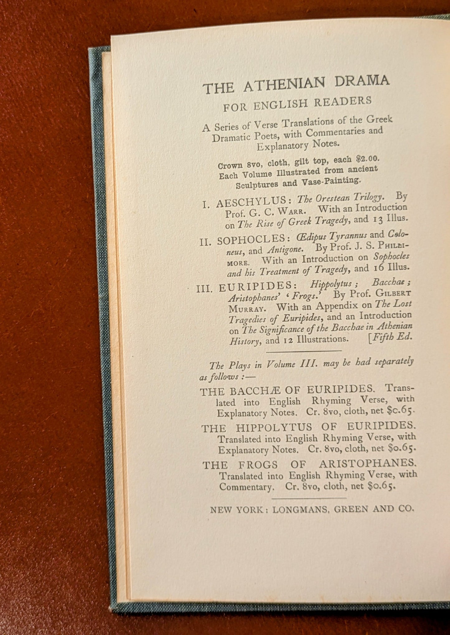 ANCIENT GREEK PLAY "THE FROGS OF ARISTOPHANES" ENGLISH TRANSLATION 1915