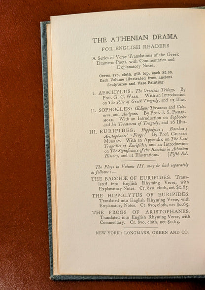 ANCIENT GREEK PLAY "THE FROGS OF ARISTOPHANES" ENGLISH TRANSLATION 1915