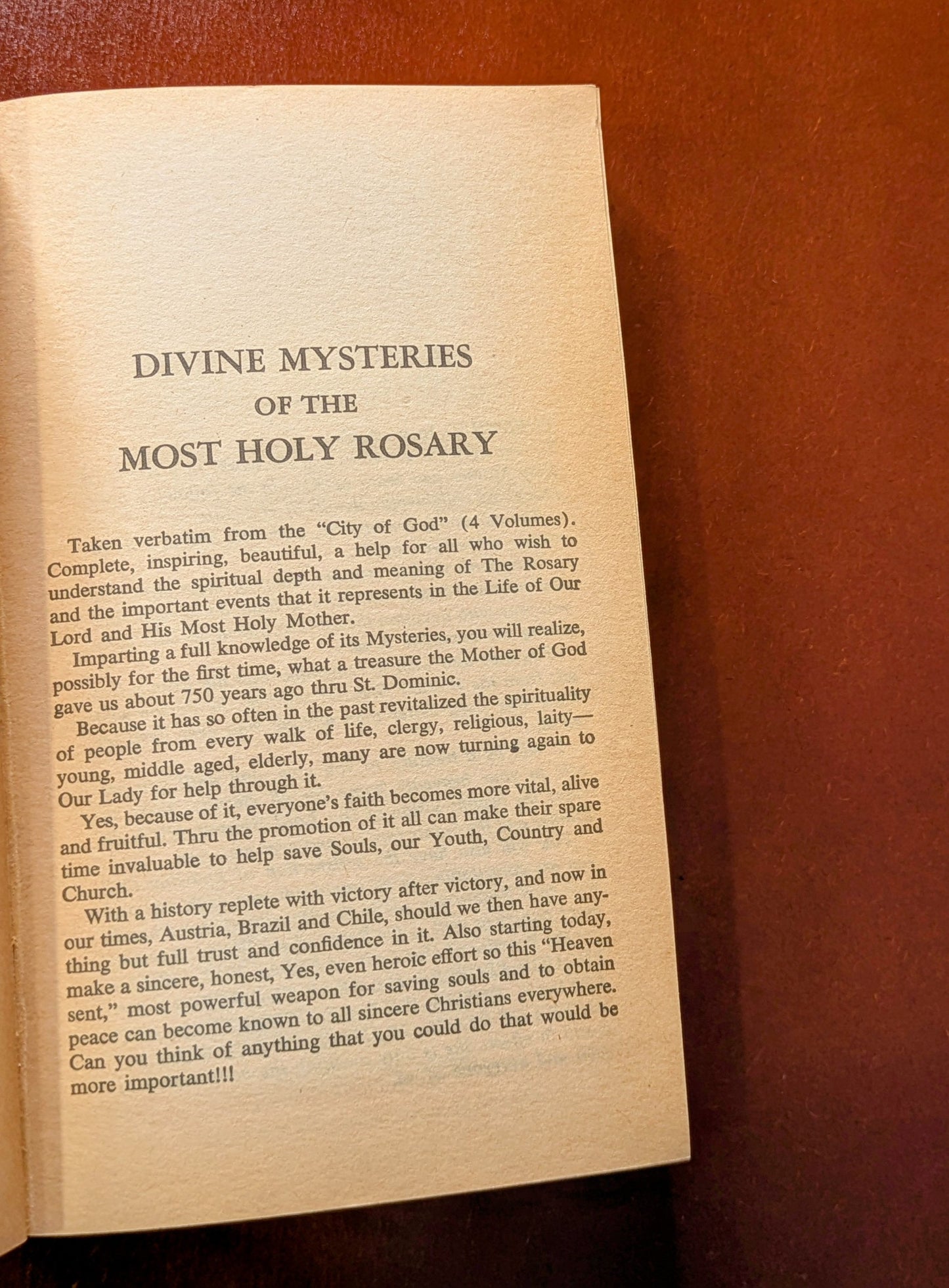 "DIVINE MYSTERIES OF THE MOST HOLY ROSARY" 4TH PRINT 1979