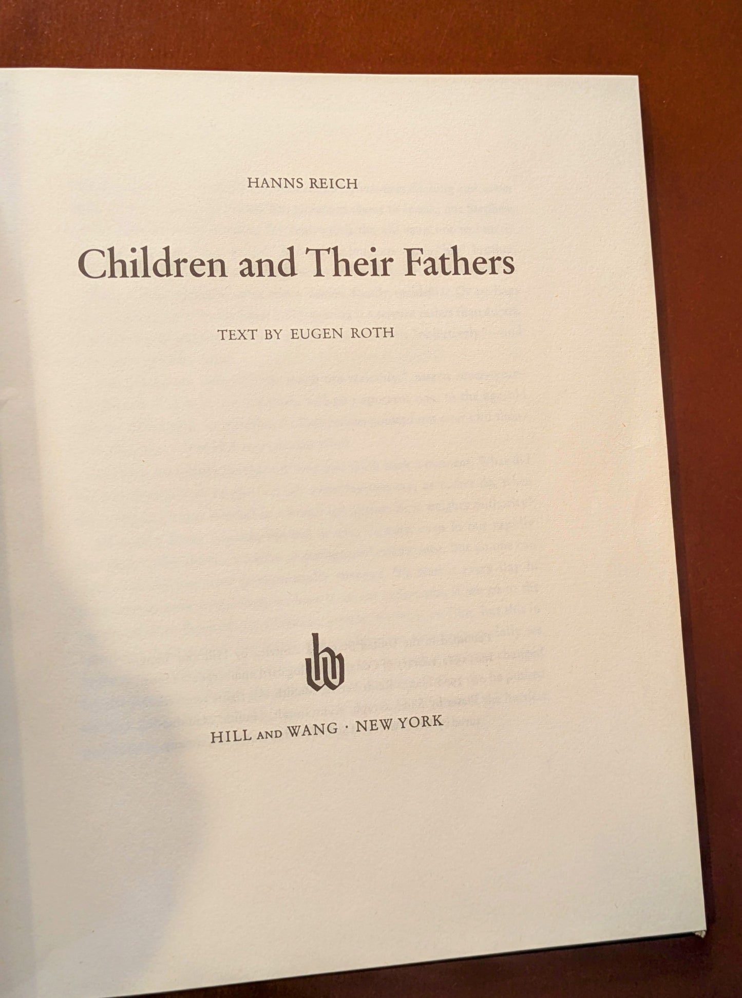 HANNS REICH "CHILDREN AND THEIR FATHERS" FIRST US EDITION PHOTOGRAPHY 1962