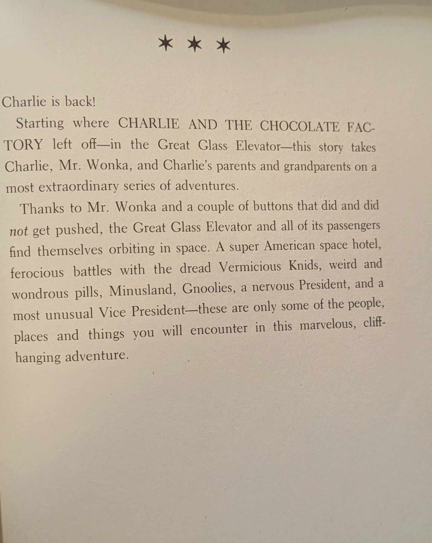ROALD DAHL "CHARLIE AND THE GREAT GLASS ELEVATOR" 4TH PRINTING 1972