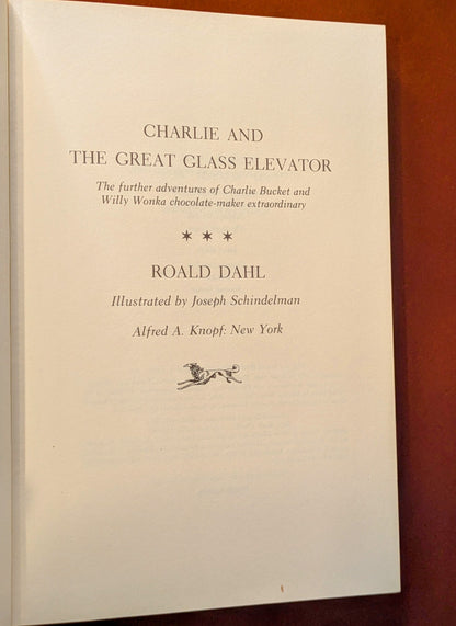 ROALD DAHL "CHARLIE AND THE GREAT GLASS ELEVATOR" 4TH PRINTING 1972