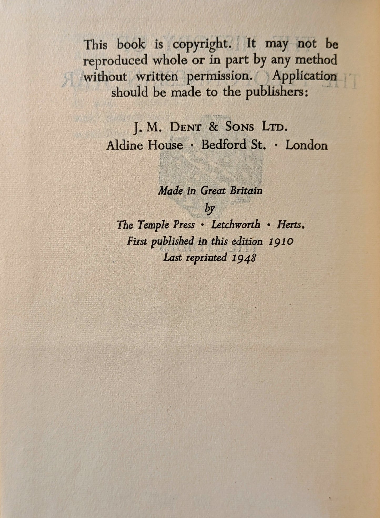 THUCYDIDES "HISTORY OF THE PELOPONNESIAN WAR" EVERYMAN'S LIBRARY EDITION 1948