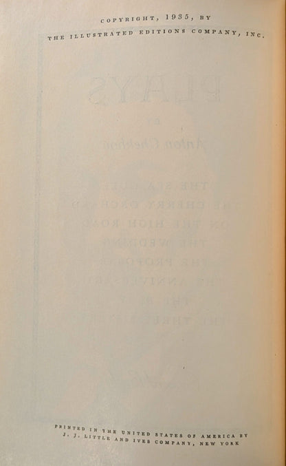 "THE PLAYS OF ANTON CHEKHOV" CONCORD BOOKS ILLUSTRATED EDITION 1935