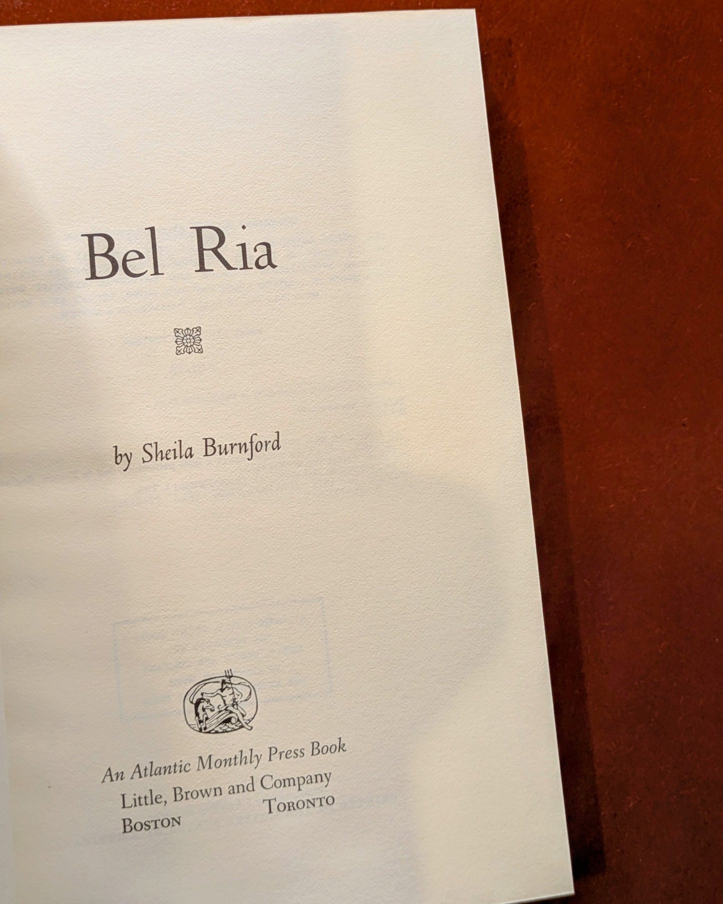 SHEILA BURNFORD "BEL RIA" FIRST US EDITION 1978