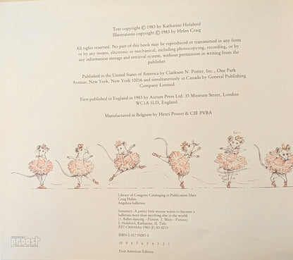 HELEN CRAIG "ANGELINA BALLERINA" PICTUREBOOK FIRST US EDITION 1983
