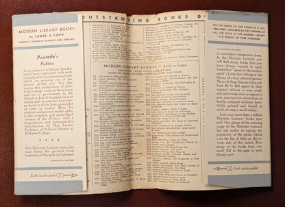 1943 - ARISTOTLE'S POLITICS FIRST MODERN LIBRARY EDITION