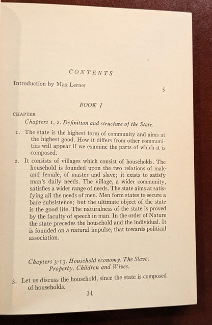 1943 - ARISTOTLE'S POLITICS FIRST MODERN LIBRARY EDITION